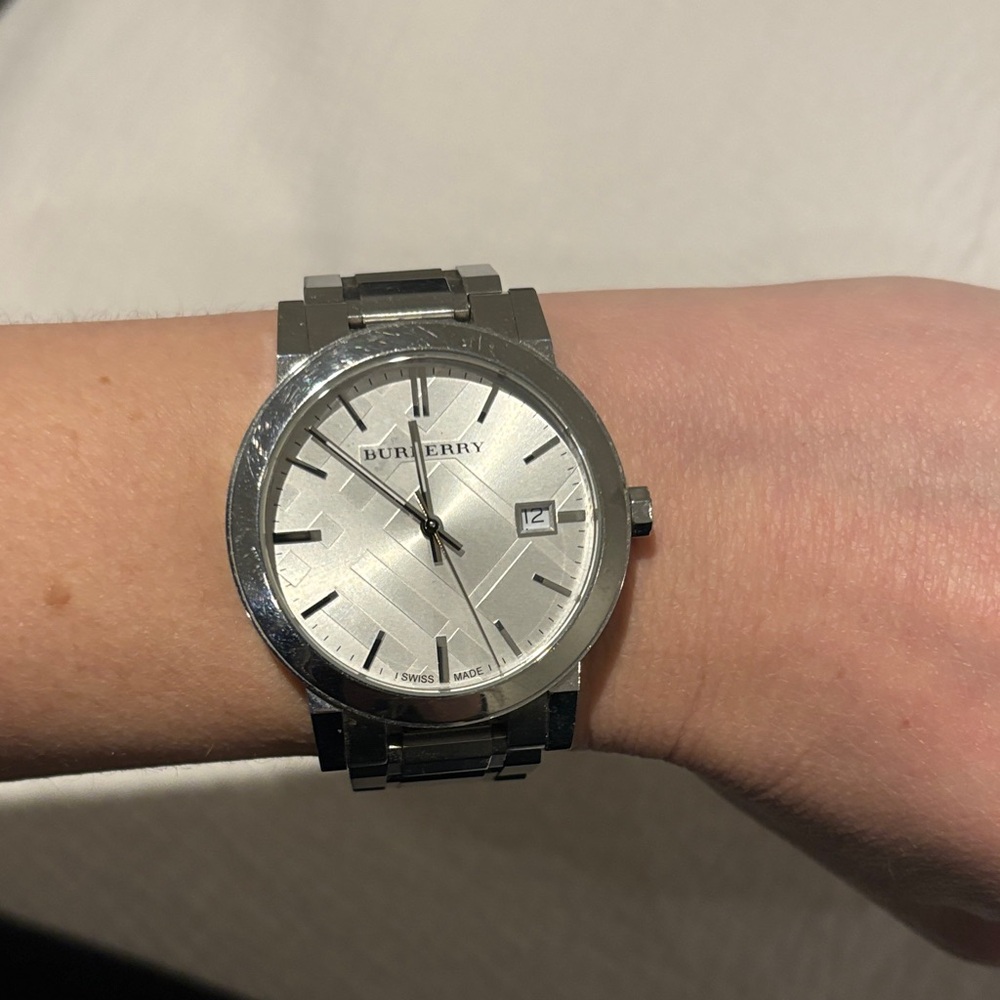 Burberry Silver Stainless Steel Bracelet Watch with Date